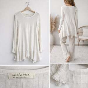 Free People We The Free Snow Angel Ruffle Hem Tunic White Size Small